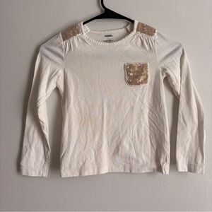 Gymboree Cream and Gold Sequin Long Sleeve Tee
